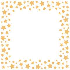 Square border frame with yellow stars. Isolated vector and PNG illustration on transparent background.