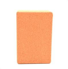 One cork yoga block isolated on a white background