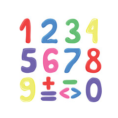 numbers in cartoon style, colorful numbers in the form of balloons, fun math
