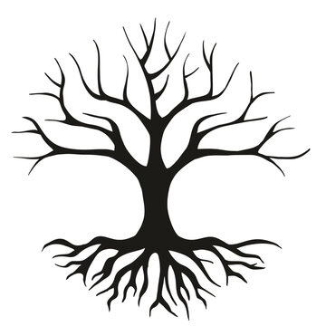 Tree of life spiritual logo icon isolated black without leaves