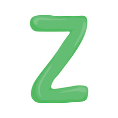 green letter Z of the English alphabet in a colorful cartoon style