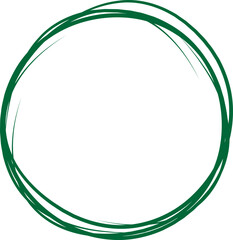 Green circle line hand drawn. Highlight hand drawing circle isolated on white background. Round handwritten circle. For marking text, note, mark icon, number, marker pen, pencil and text check, vector