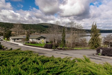 Sequim Bay and a countryside James town by the beach, WA, USA