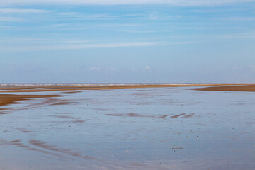 A view out to sea, at Formby beach on the Merseyside coast