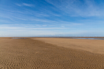 Fototapeta na wymiar Formby beach on the Merseyside coast, at low tide