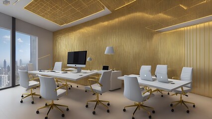 Photo of an office space with modern furniture and technology
