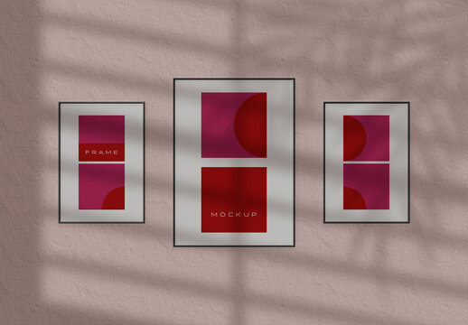 Three Picture Frames Mockup