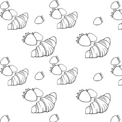 pattern with drawn linear croissants