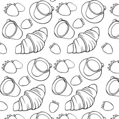 pattern with drawn linear croissants