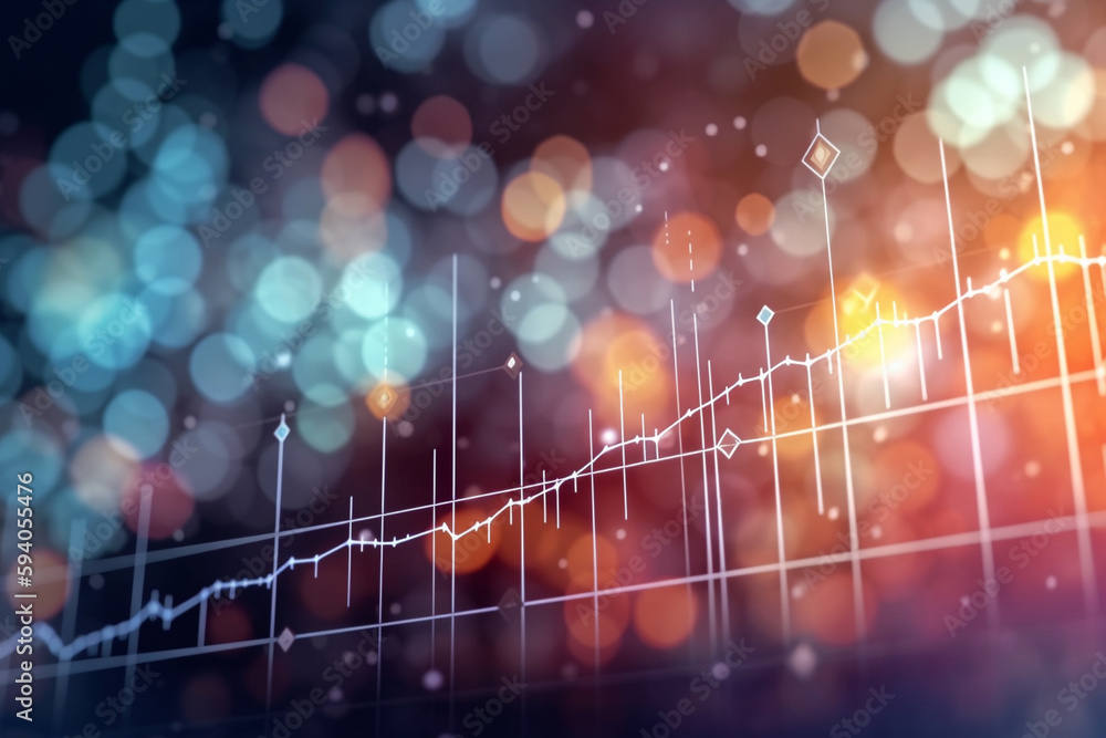 Aufkleber an abstract close-up of a stock market graph with bokeh lights, symbolizing financial markets and in