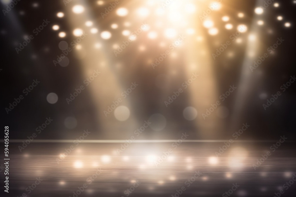 Poster a blurred bokeh background with a spotlight on a stage, representing business events and conferences
