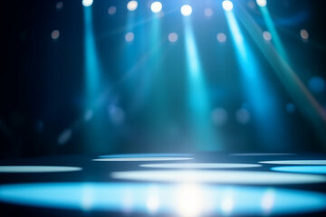 A blurred bokeh background with a spotlight on a stage, representing business events and conferences - business concept, bokeh Generative AI
