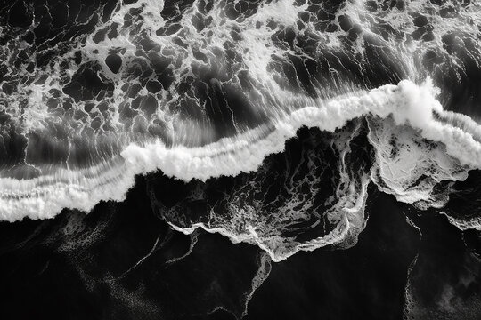 arte mar ondas preto e branco visto de cima
