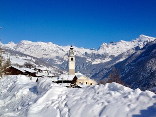 Fototapeta na wymiar Mountain snow landscape Ayas Aosta Valley Italy