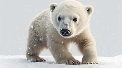 Obraz na płótnie Canvas Wildlife scene from nature. Polar bear on drifting ice with snow
