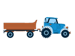 	
Tractor with Trailer isolated on white Background. Agriculture Work vector Illustration	