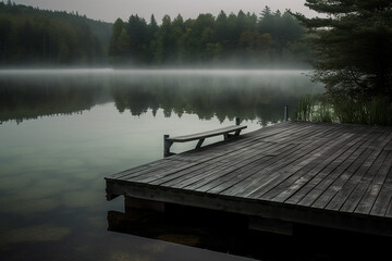 deck de madeira vista pro lago