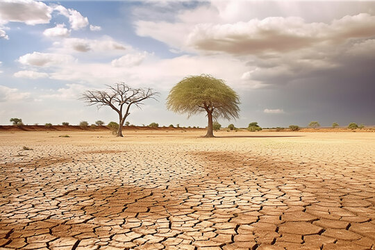 seca paisagem rachada na África