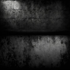Set of abstract dark background. Black wall with peeling stucco. Created with AI.