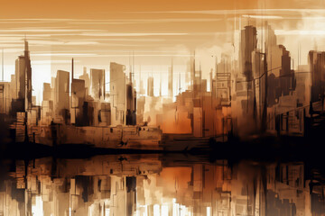 view of a citylandscape of future, generative ai