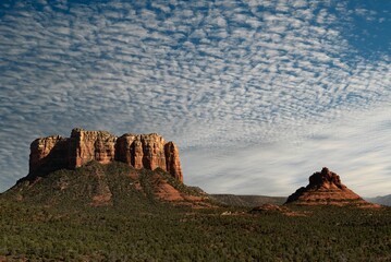 Scenic view of castle rock formation in Sedona, AZ, USA on a cloudy day - Powered by Adobe