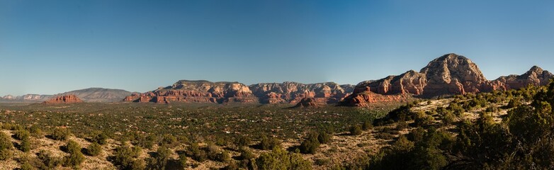 Panoramic view of the landscape of the beautiful sandstone formations in Sedona