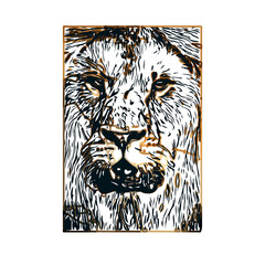 Color sketch of a lion with transparent background