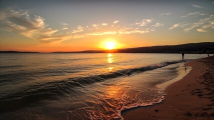sand beach sunset generative ai