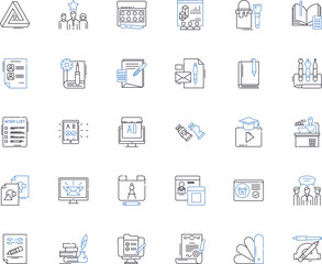 Architect line icons collection. Design, Blueprint, Structure, Drafting, Plan, Building, Construction vector and linear illustration. Creativity,Innovation,Estimation outline signs set