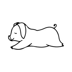 Fototapeta premium Pig. Piglet. Livestock, animal, Farming. Farm. Vector illustration isolated on white background. Coloring book