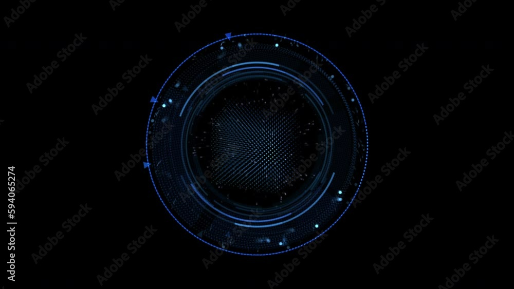 Wall mural an animated data hud element that is circular, loading or decoding. use the included matte to instan