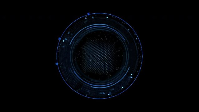 An animated data HUD element that is circular, loading or decoding. Use the included MATTE to instantly have a transparent background or alpha channel.