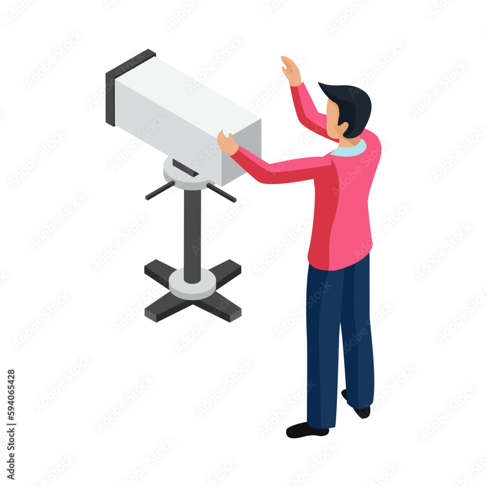 Wall mural isometric cameraman illustration