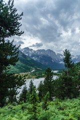 Albanian Alps view. Accursed Mountains landscape viewed from Valbona 