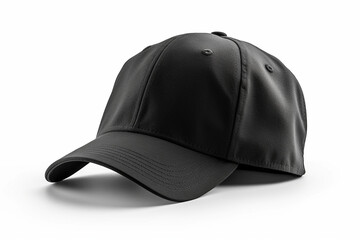 Timeless Style, Empty Black Cap Mockup on White Background Generative AI