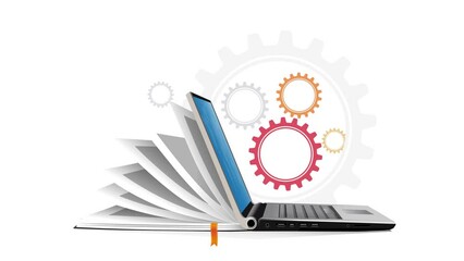 Book and PC laptop computer as knowledge base - User guide manual concept