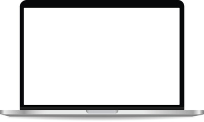 Isolated laptop on transparent background.Laptop isolated on white background.Silver black laptop with blank screen.Laptop frame only