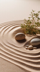 Fototapeta na wymiar Zen garden stones with ranke