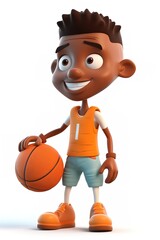 cartoon character holding a basketball ball 