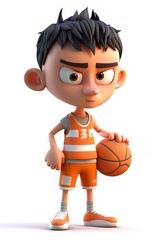 cartoon character holding a basketball ball 