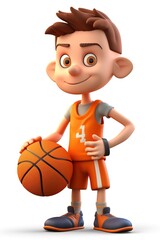 cartoon character holding a basketball ball 