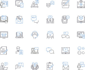 Correspondence line icons collection. Letters, Emails, Communication, Pen-pals, Respond, Writing, Envelopes vector and linear illustration. Post,Mailbox,Statiry outline signs set