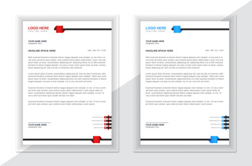 Professional business letterhead template in two attractive color variations. Attractive gradient of red and blue colors.