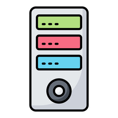 Computer Case Line Color Icon
