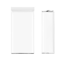 High realistic vacuum package bag mockup. Front and side view. Vector illustration isolated on white background. Easy to use for presentation your product, idea, promo, design. EPS10.