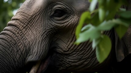 Naklejka premium A majestic elephant's wrinkled trunk