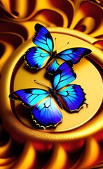 Abstract background with blue butterflies