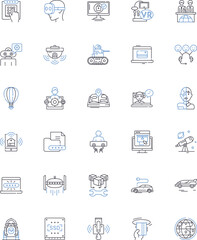 Robotics line icons collection. Automaton, Cyborg, Automation, Android, Mechatronics, Nanobot, Robotics vector and linear illustration. Mechanization,Cyberspace,Futurism outline signs set