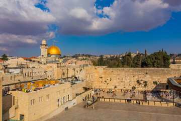 View to Western Wall known at the Wailing Wall or Kotel in Jerusalem is a major Jewish sacred...