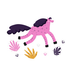 Vector illustration of cute pink happy horse on white background. Modern concept for poster prints and postcards.	
